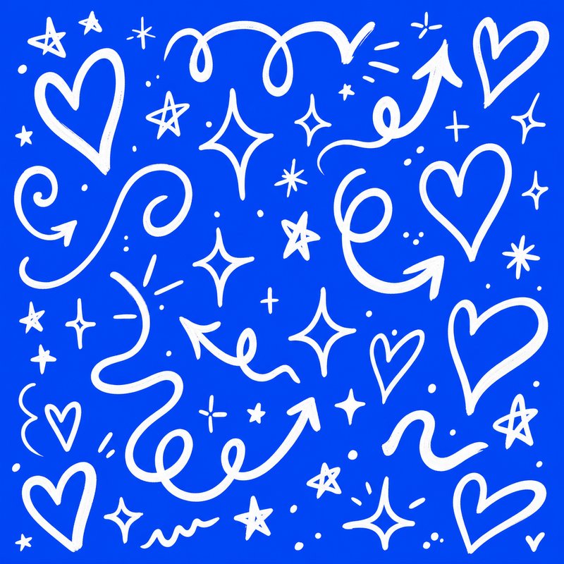 Chalk doodles on cobalt blue