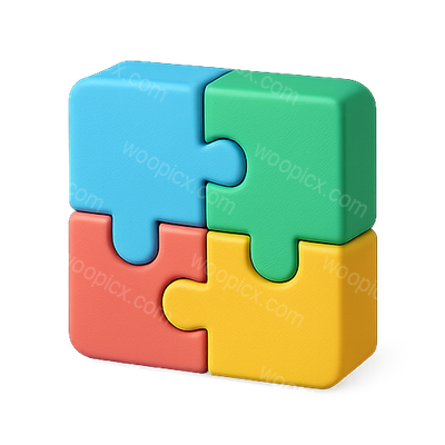 Colorful 3D Puzzle Piece Graphic