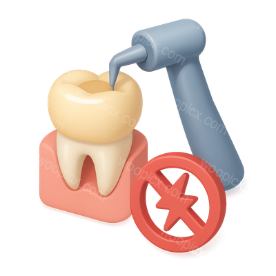 3D Dental Crown Icon with Preparation Tool and Base