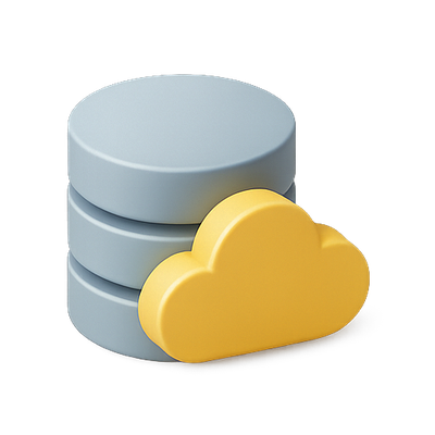 Stylized Cloud and Database Icon Representation