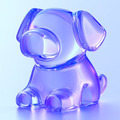 Translucent Glass Dog Figurine with Gradient Colors
