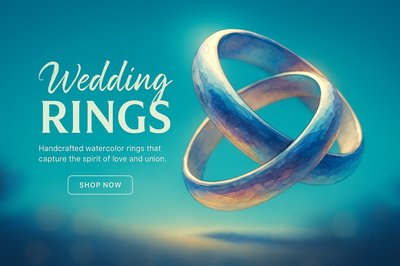 Elegant Watercolor Wedding Rings Capturing Love's Essence