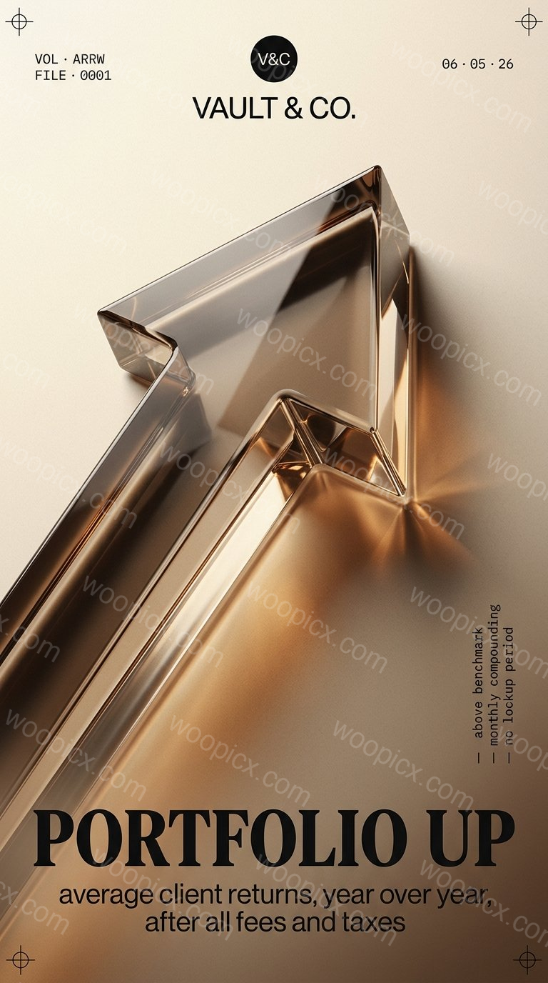 3D Glass Arrow on Newsprint