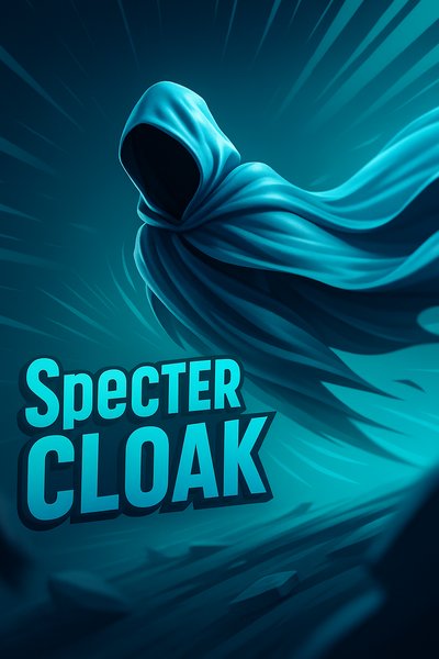 Dynamic Specter Cloak Illustration with Bold Typography