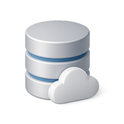 3D Data Storage and Cloud Computing Icon