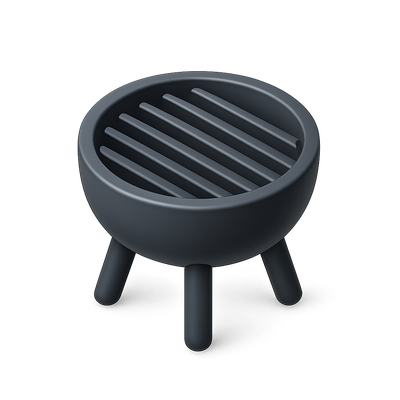 Stylish 3D Grill Icon with Isometric Design