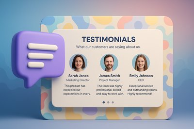 Colorful Testimonials Section with Abstract Design
