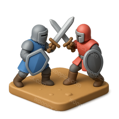 Dynamic 3D Battle Icon Featuring Knights in Combat