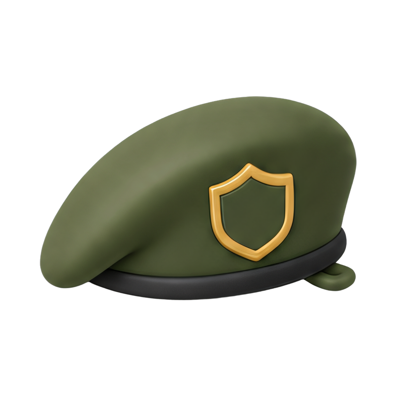 fashionable beret with badge