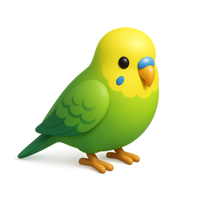 Colorful 3D Budgie Icon with Volumetric Design