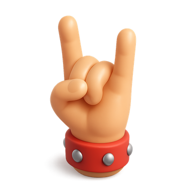 3D Rock Gesture Icon for Music Enthusiasts