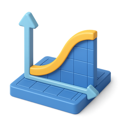 Stylized 3D AUC-ROC Icon with Isometric Design
