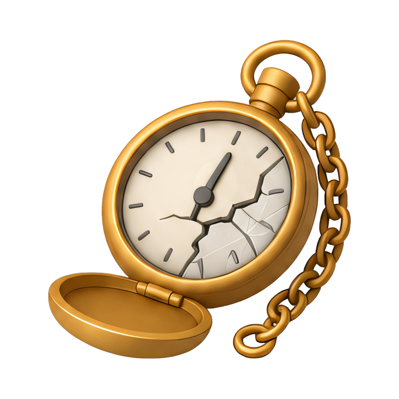 cracked pocket watch detail