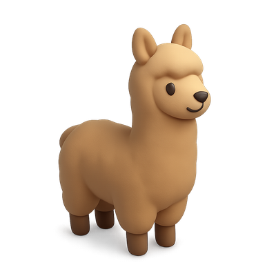 Charming 3D Alpaca Icon in Isometric View