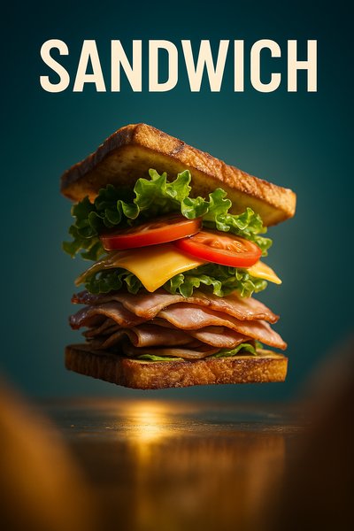 Realistic Flying Sandwich Masterpiece with Dynamic Composition