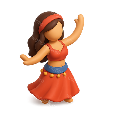Stylish 3D Belly Dance Icon in Vibrant Colors