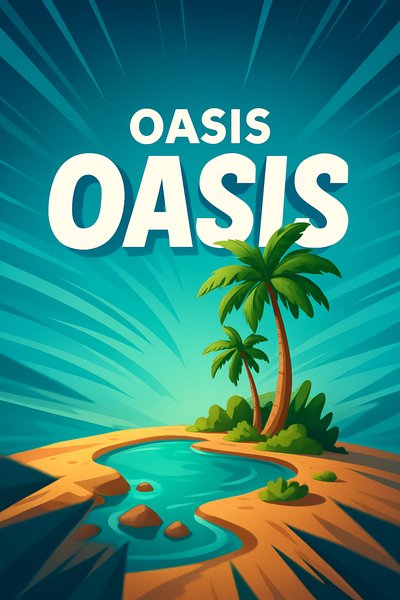 Vibrant Oasis Scene with Dynamic Elements