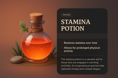 3D Illustration of a Stamina Potion with Engaging Design Elements