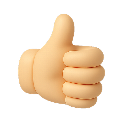 3D Rendered Thumbs Up Emoji Icon