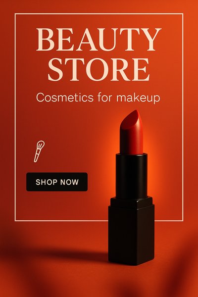 Elegant Beauty Store Promotional Image Featuring Lipstick