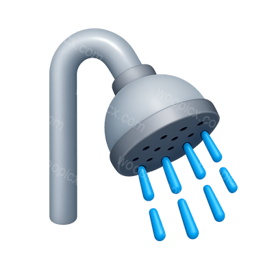 Stylized 3D Shower Icon with Flowing Water Effect