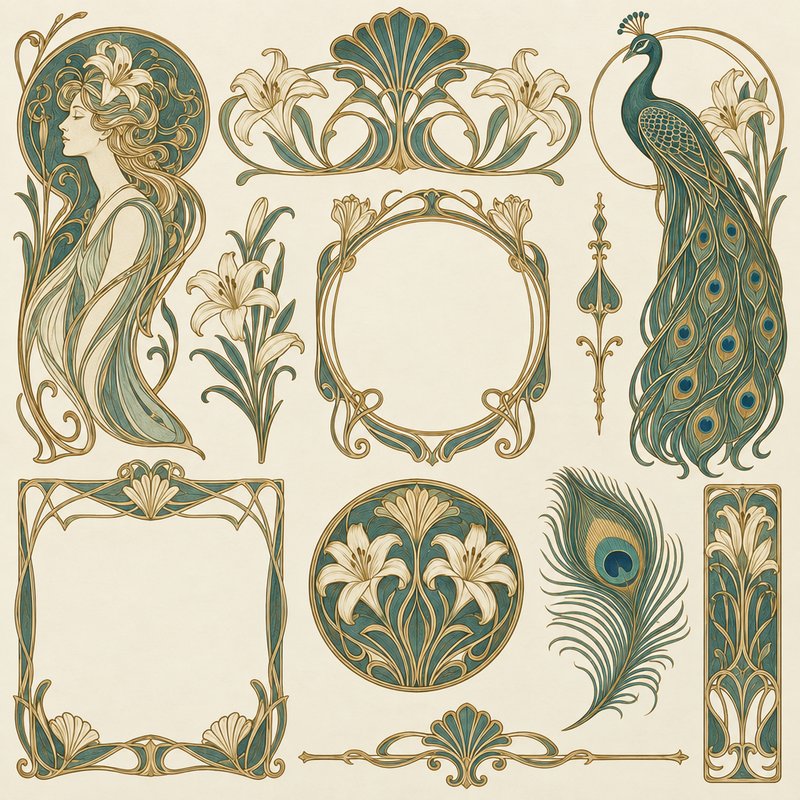 Art Nouveau design elements pack