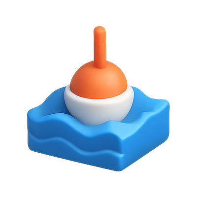 3D Rendering of a Fishing Bobber in Water