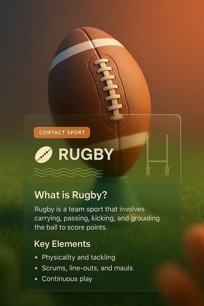 Rugby Design with Glass Elements and 3D Illustration