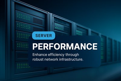 Row of Network Servers with Glowing LED Lights