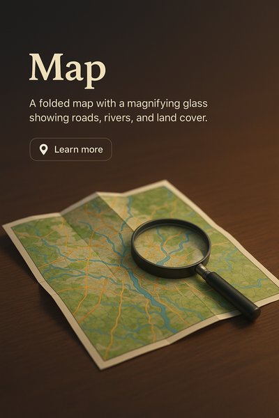 Detailed 3D Map Scene with Magnifying Glass