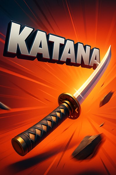 Dynamic Katana Illustration with Bold Typography