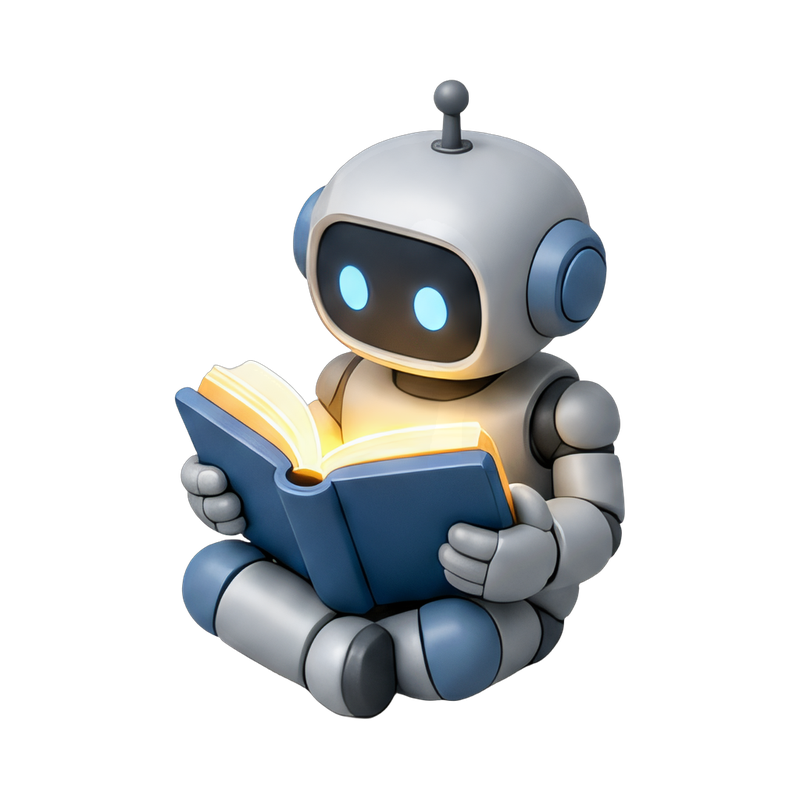 robot reading a book