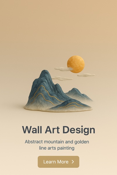 Elegant Abstract Mountain and Golden Art Scene
