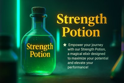 Realistic Strength Potion Design for LinkedIn Carousel Slide