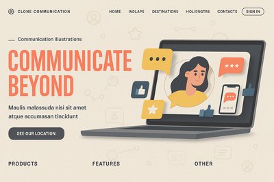 Modern Landing Page Design with Communication Illustrations
