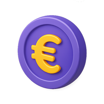 3D Rendered Euro Coin with Vibrant Colors