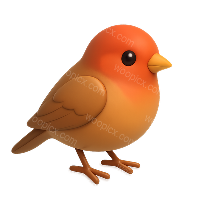 Colorful 3D Finch Icon with Volumetric Design