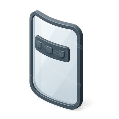 3D Isometric Riot Shield Icon with Transparent Background