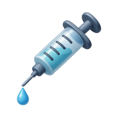 Stylish 3D Syringe Icon with Liquid Drop