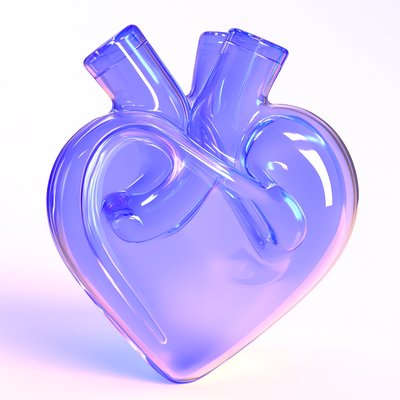 Stylized Glass Heart Sculpture in Gradient Colors