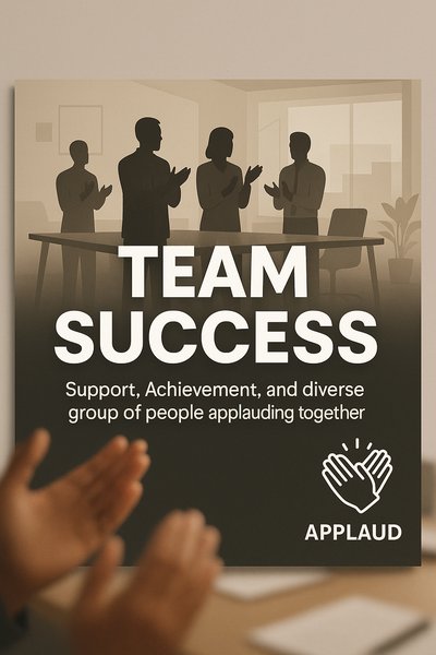 Team Success Celebration Poster with Applauding Figures