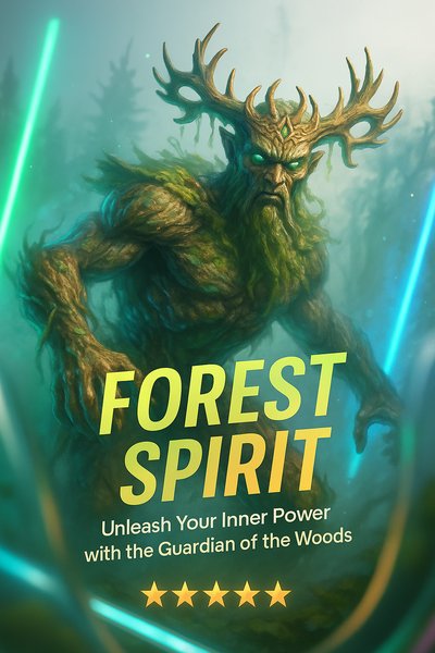 Dynamic Forest Spirit Illustration with Neon Accents