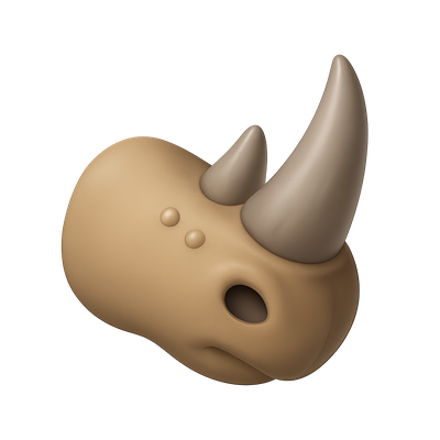 Stylized 3D Rhinoceros Nose Icon with Volumetric Feel