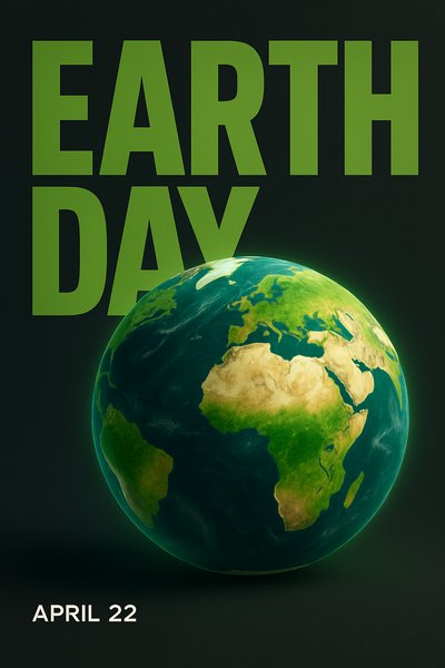 Bold Earth Day Concept with Green Planet Illustration
