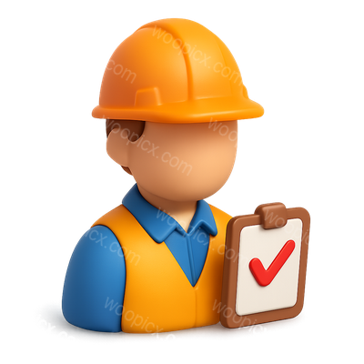 3D Workplace Safety Inspector Icon with Transparent Background