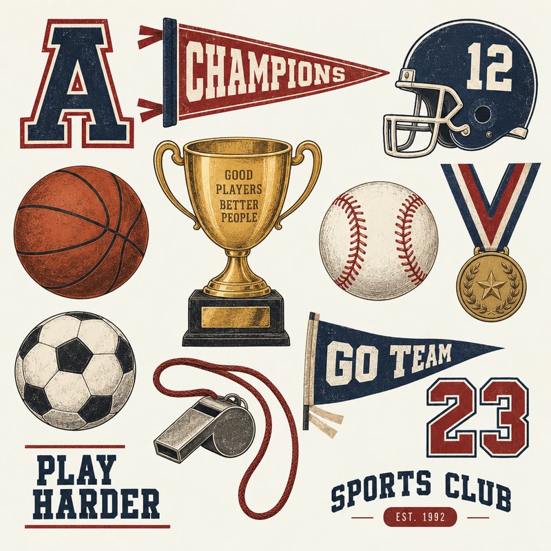 Retro sports design elements pack