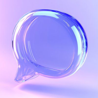 3D Transparent Speech Bubble Icon on Gradient Background
