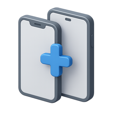 Stylish 3D Smartphone Icons with Plus Sign