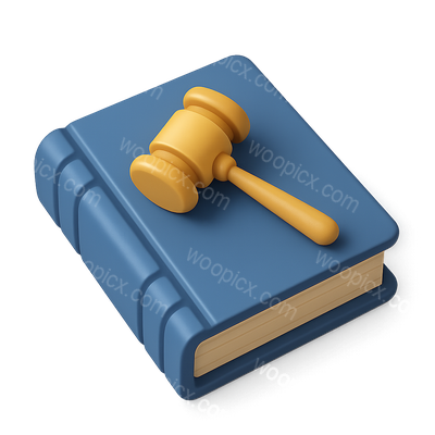 3D Finance Icon Featuring Gavel on Book