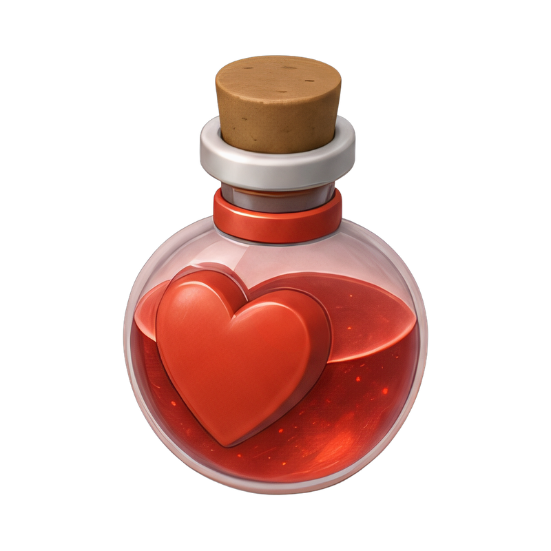red heart health potion bottle